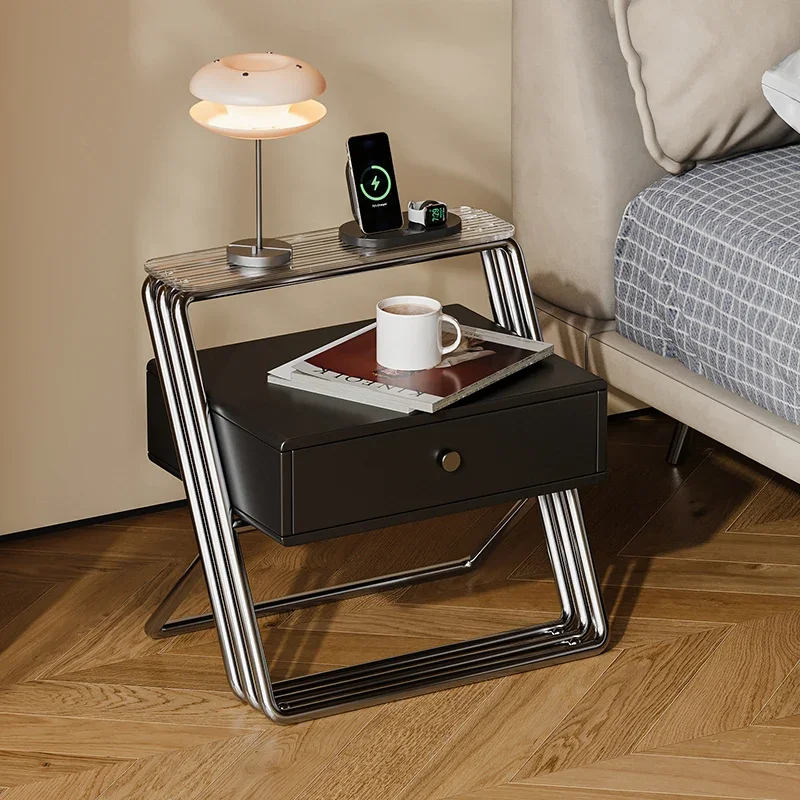 

Modern Bedside Table with USB Port Charging Station Smart Nightstand Functional Bedroom Muebles De Dormitorio Furniture Home