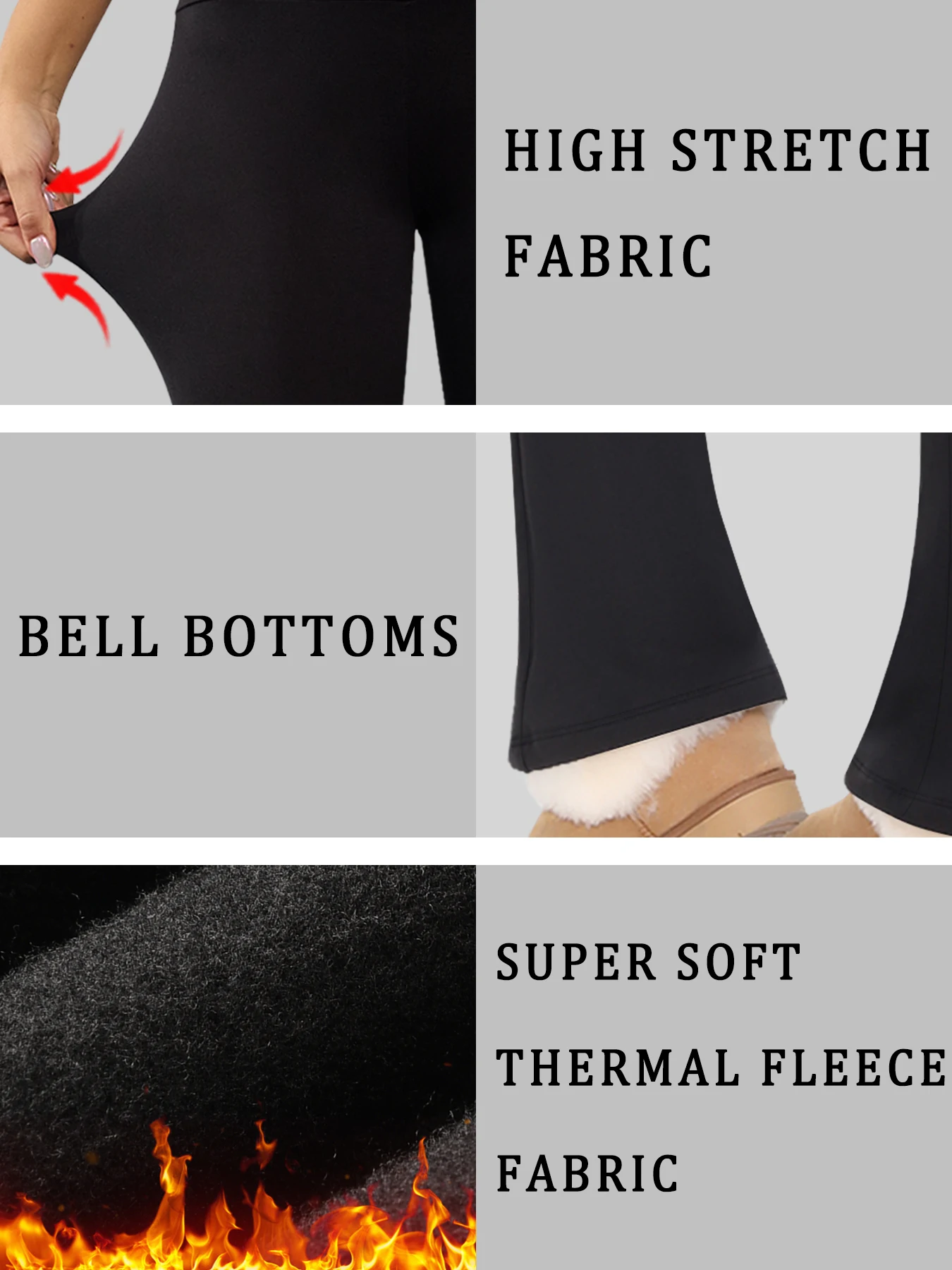 Superweiche Schlaghose für Damen, hohe Taille, Bauchkontrolle, Workout, Yoga, Leggings, Schlaghose