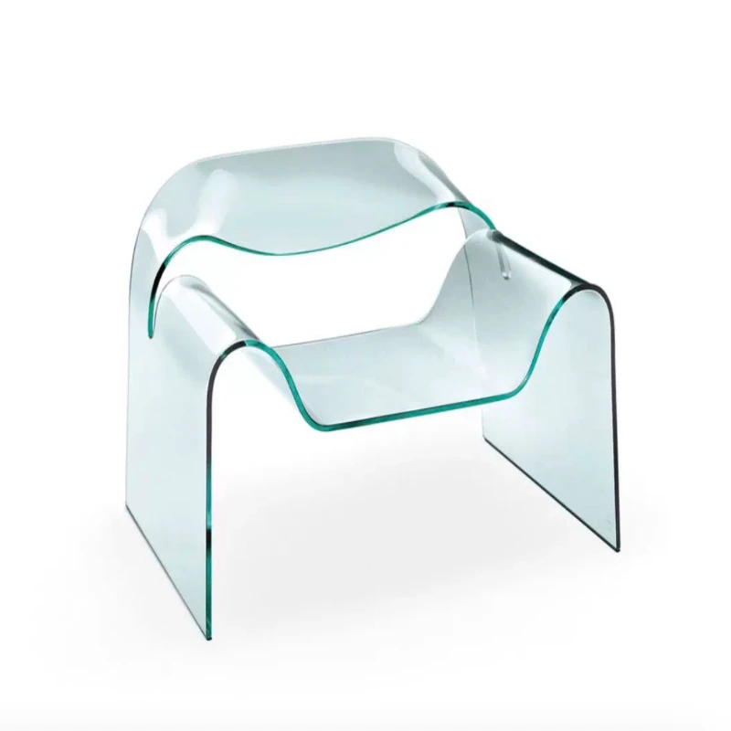 Italian imported glass leisure chair meeting living room armchair curved ghost chair