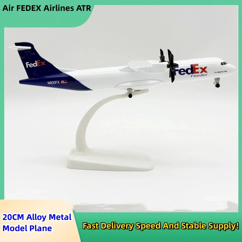 

Airplane Model 20cm Air Fedex Airlines ATR Metal Alloy Model Plane Kits With Wheels Landing Gears Propellers Toy Diecast Gift