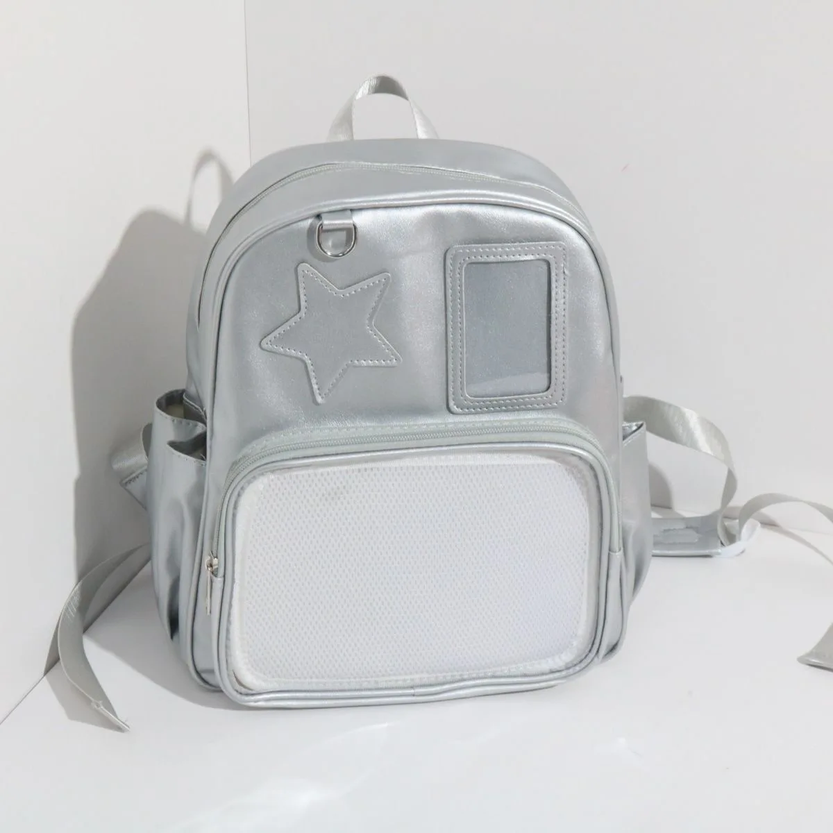 silver white blue Backpacks ita bag y2k accessories transparent bag for girl pu y2k bag travel backpack idol photo display bag