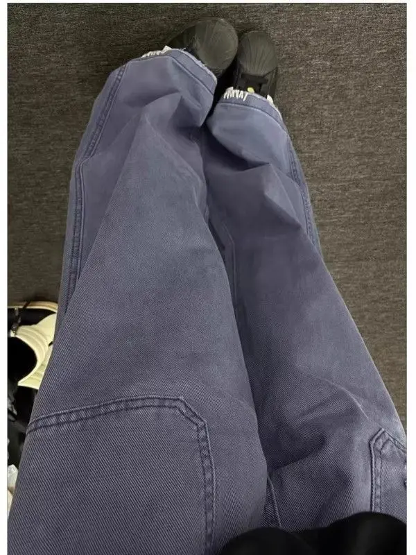 

Женские винтажные джинсы с высокой талией и грубым краем, осенние крутые широкие уличные брюки для девочек, женские повседневные джинсовые брюки Y2k