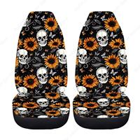 Skull Sunflower Daisy Car Seat Cover Set of 2,Breathable Washable Vehicle Seat Protector Covers for High Back Seats,Bucket Seats