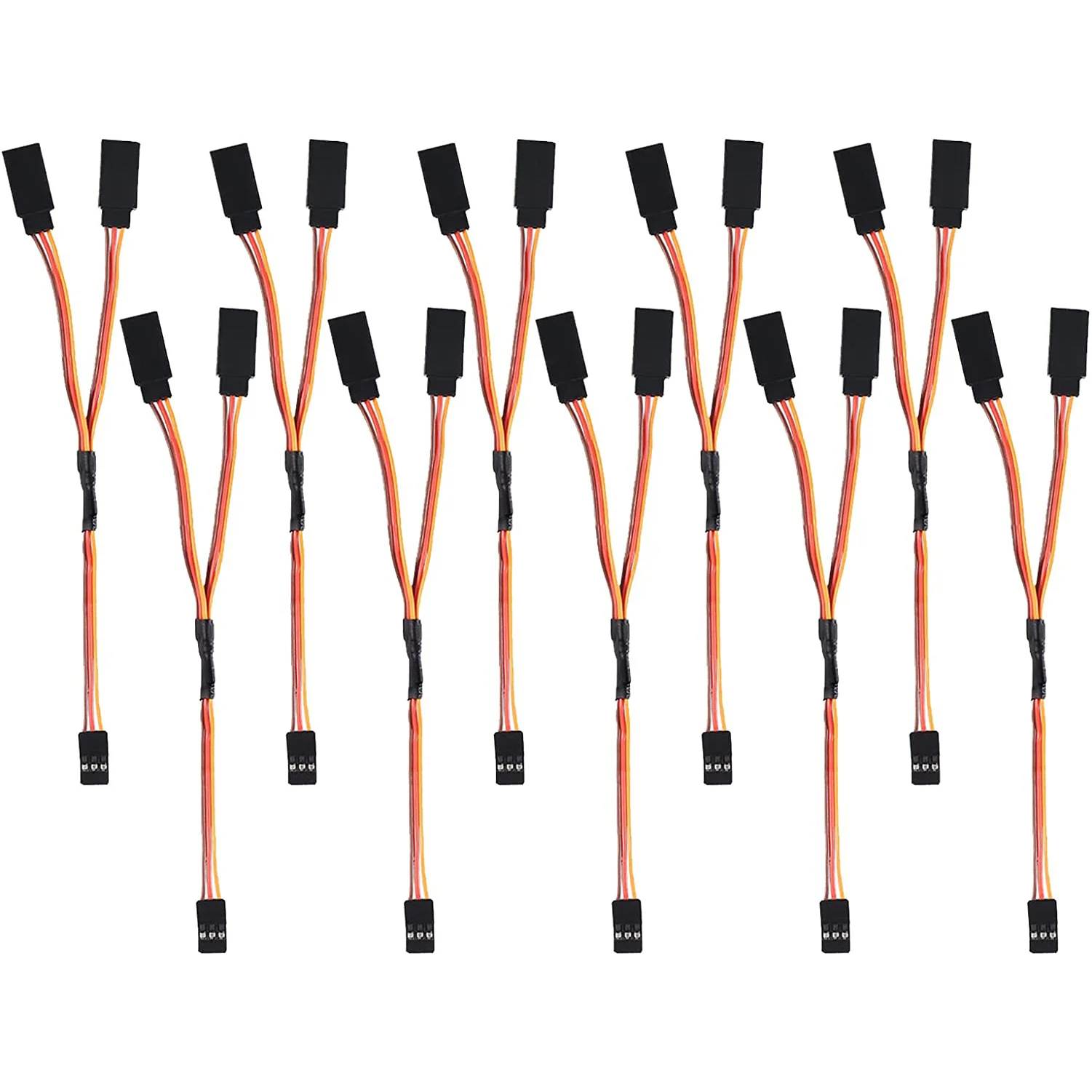 10pcs 3-Pin JR Servo Extension Cable 1 JR Male to 2 Female JR Y Harness Servo Cable for RC Cars Trucks Airplanes Servo Receiver