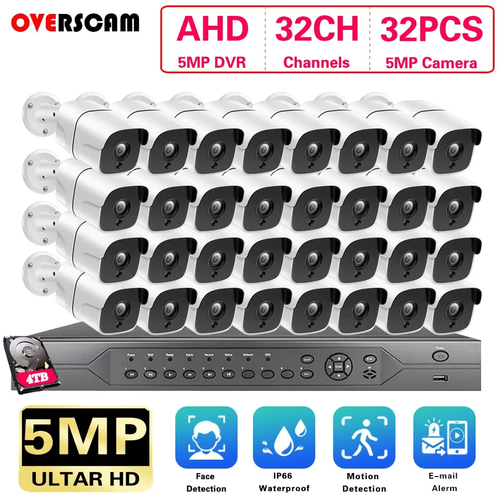 Hd 32 kanal 2mp 5mp ahd dvr kit 5mp video überwachung sicherheit außen innen wasserdicht cctv kamerasystem 32ch dvr system