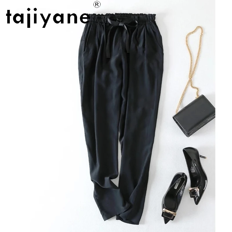 

TAJIYANE 100% Natural Mulberry Silk Pants Woman Black Casual Pants Real Silk Harem Trousers Summer Clothes Women 2025 Pantalons