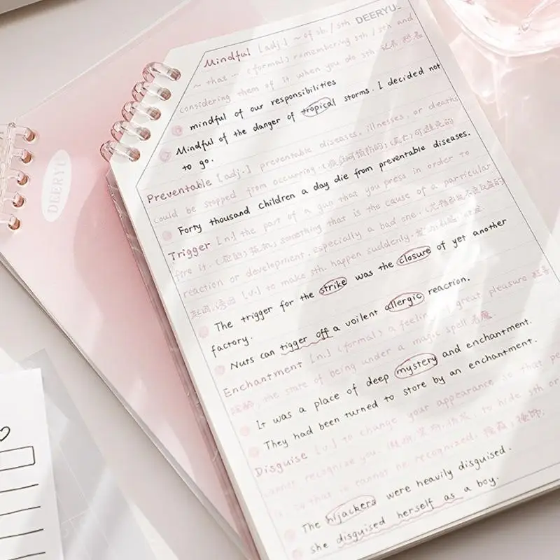 Creative Gradient Color Slant Flip Notebook Large Capacity A5 Loose-leaf Spiral Notebook Multi-functional Diary for Students