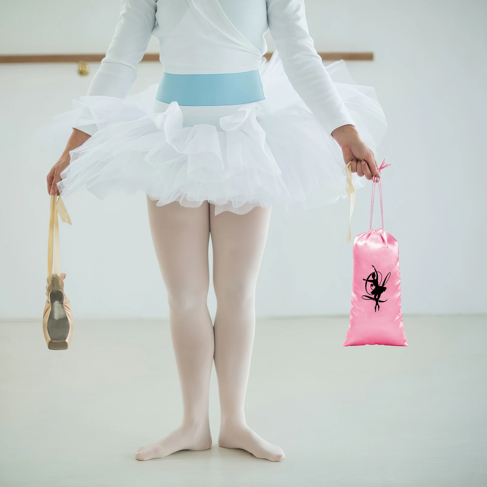 

2pcs Ballet Shoe Bags Drawstring Dance Shoe Storage Pouch Portable Lightweight Reusable Shoes Pouch For Ballet Dance Easy Carry