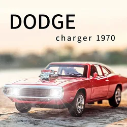 Ölçek 1:32 Dodge şarj cihazı 1970 geri çekme araba oyuncak ışıkları ile motor sesi, Metal pres döküm Model araç hediye çocuk çocuk oyuncak