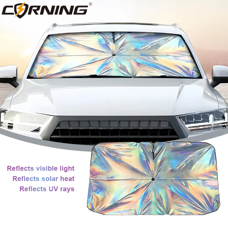 Car Windshield Sun Shade Umbrella Adjustable Handle Front Window Sunshade Cover Heat Insulation Sun Protection Parasol