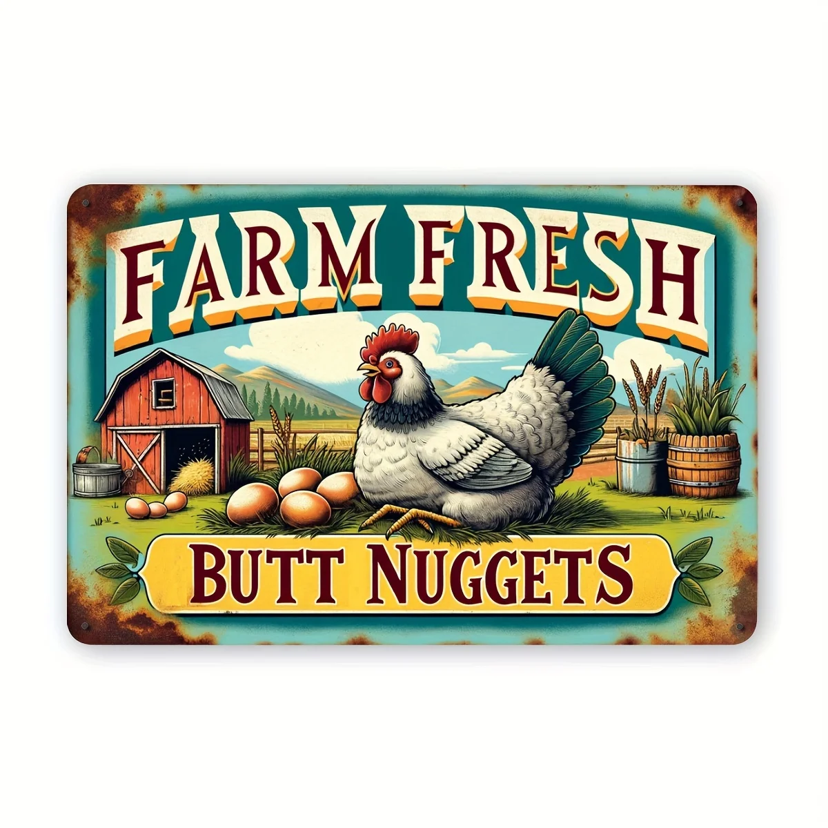 

1 шт. Металлическая табличка в деревенском стиле «Свежие фермерские яйца», винтажный декор для курятника, железная табличка с курицей для фермерского дома, сарая, загородного рынка