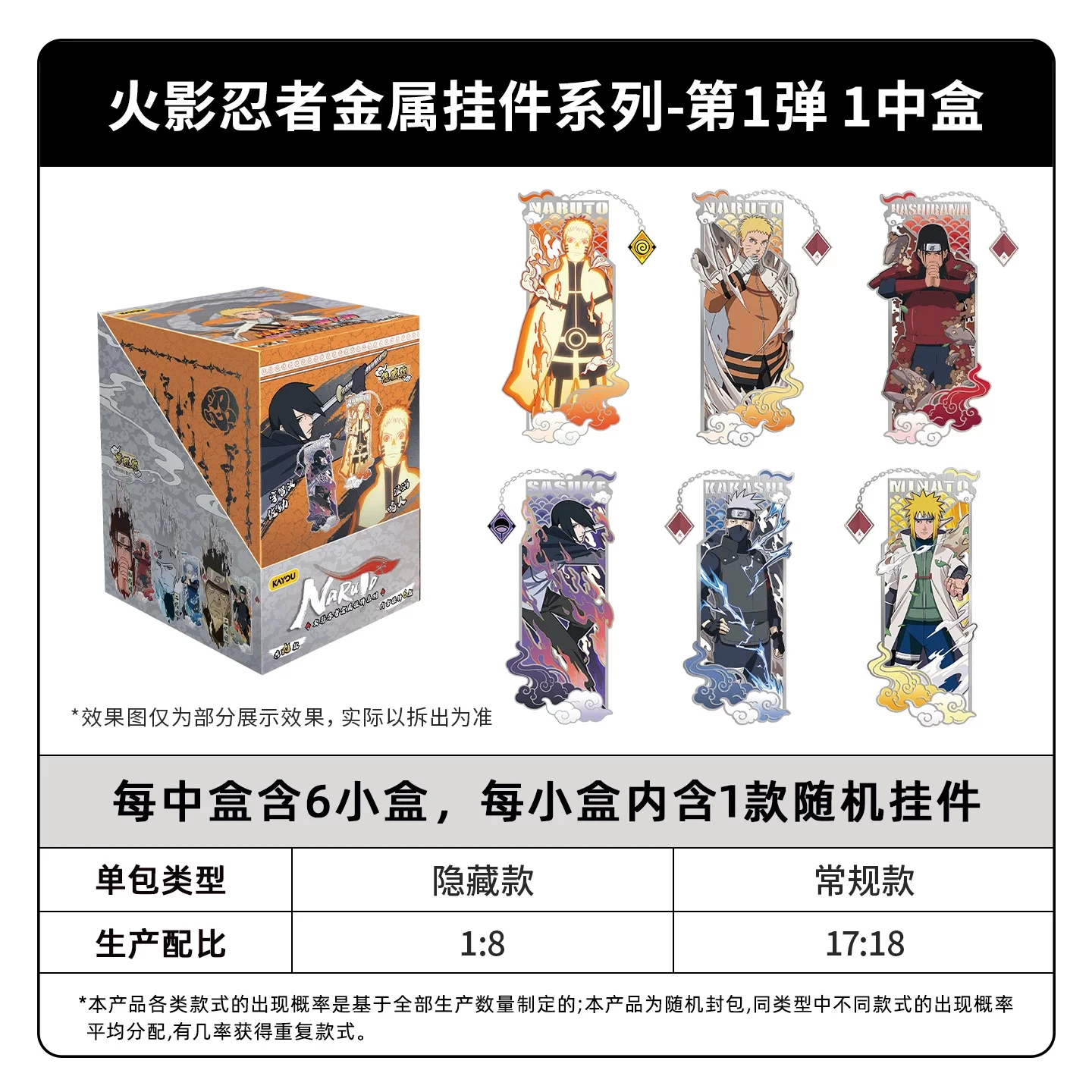 KAYOU Genuine Naruto Metal Pendant Series Vol.1 Uzumaki Naruto Uchiha Sasuke Animation Figure Peripherals Decorative Gifts
