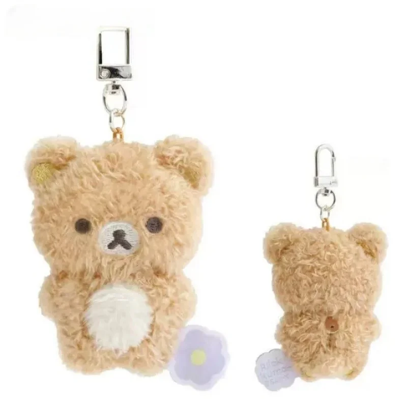 8cm Cartoon easy bear Plush Doll bag Pendant spring day series  Kawaii mini Rilakkuma Plush Keychains Cute bear Keyrings gift