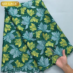 SJD LACE Nigerian African Guipure Cord Lace Fabric Embroidery 5Yard High Quality Water Soluble Lace For Wedding Party Dress 3844