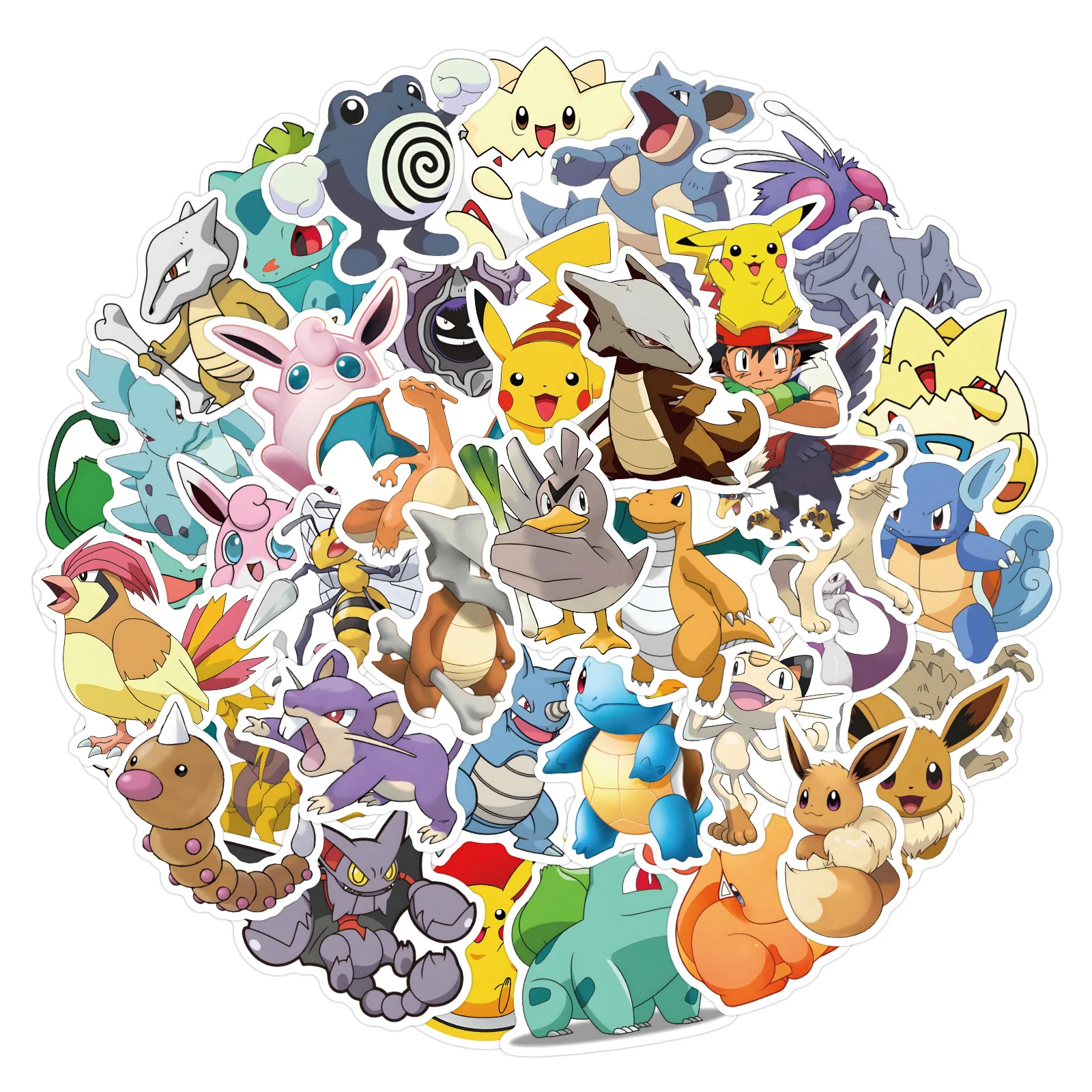 50/60PCS Cute Pokemon Anime Stickers Kawaii Pikachu Skateboard Bicycle Guitar Laptop  DIY Mobile Phone Stickers