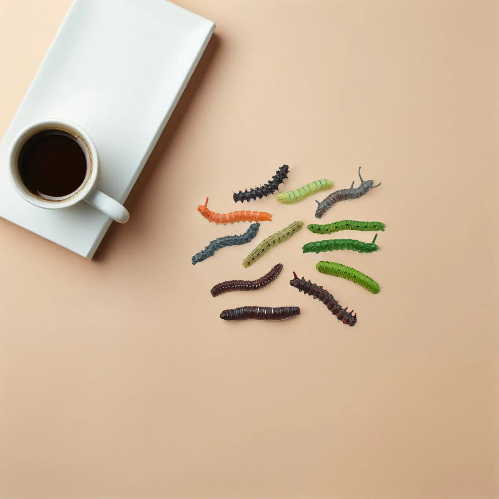 

24Pcs Delicate Caterpillar Decor for Indoor Outdoor Home Garden Bonsai Display Simulation Worm Ornament Creative Decorative