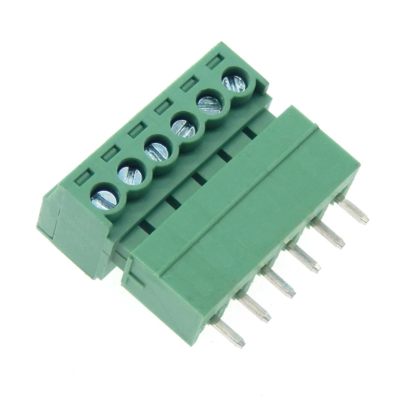 5SETS 15EDG 6-pin 3.81mm pitch right Angle Screw Terminal Block Connector 3.81 6-pin plug + straight pin socket for PCBS