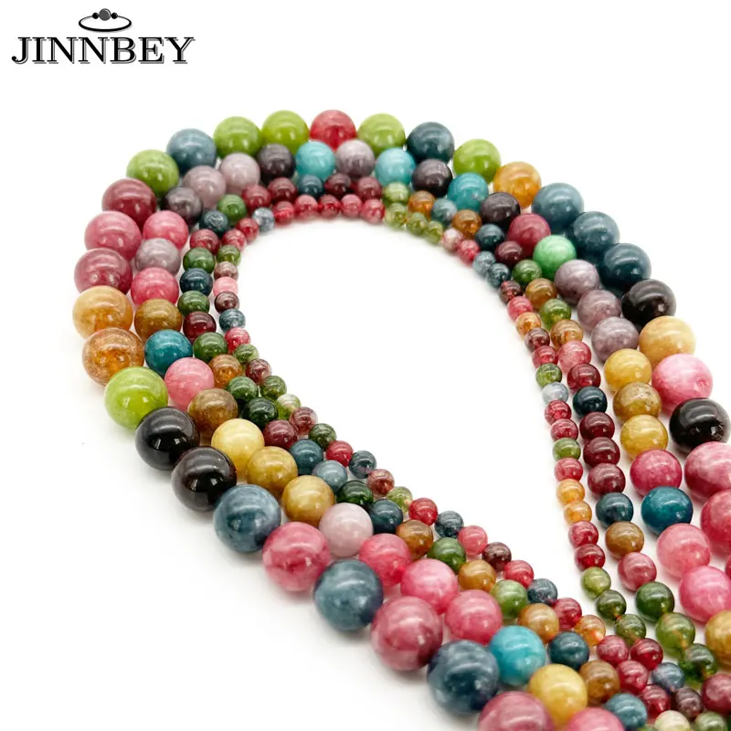 Multicolor Tourmaline Chalcedony Loose Bead For Handmade Necklace Bracelet DIY Making Jewelry Material Accessories