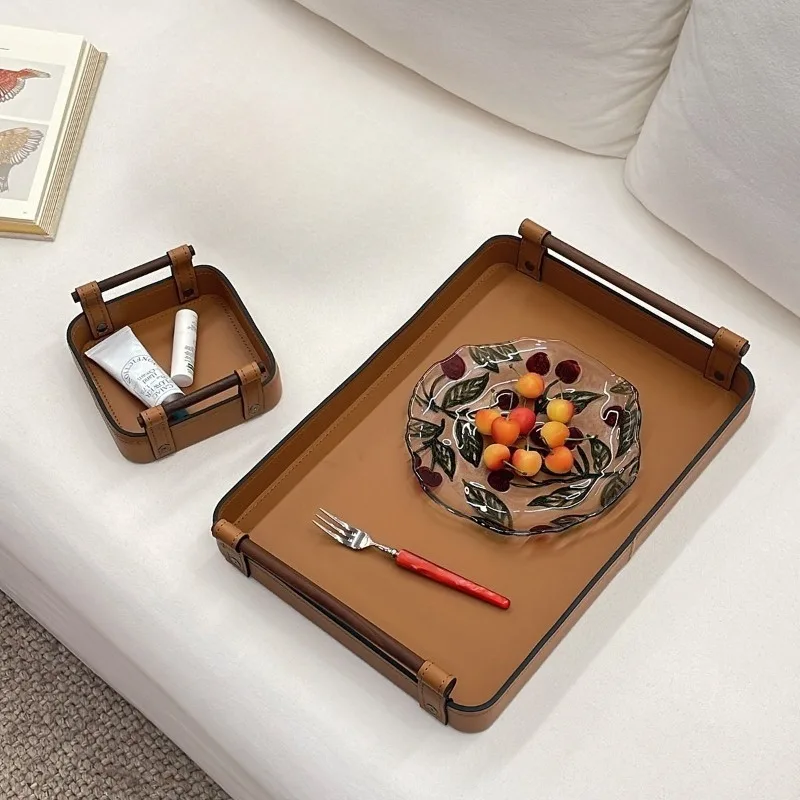 Household Creative Tray Faux Leather Material Dish Small Item Storage Plate Multifunctional Jewelry Sundry Organize Display Tray
