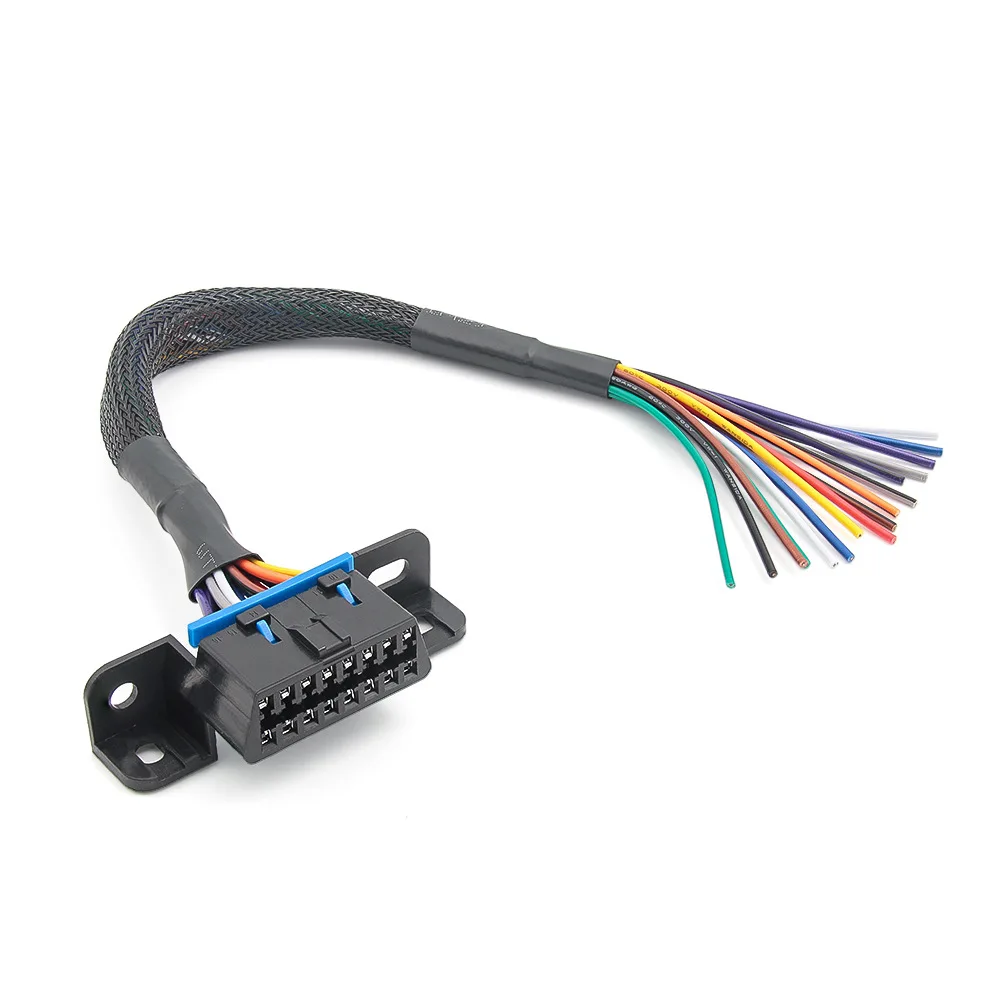 

16 Pin OBD2 Female Connector to Open Cable Dash Port Pigtail Fixed Wire Harness