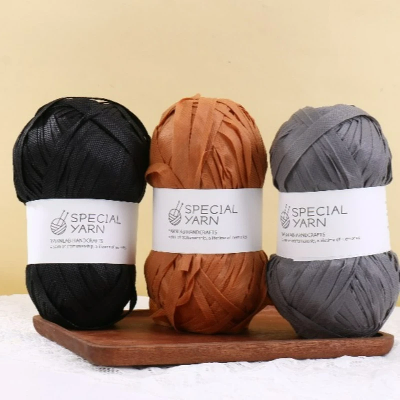 100g/unidad Hilo Plano de Rafia para Ganchillo Manual, Tejido de Gorros, Bolsos, Manualidades DIY, Sandalias de Paja Suaves de Verano, Hilo de Papel y Hierba