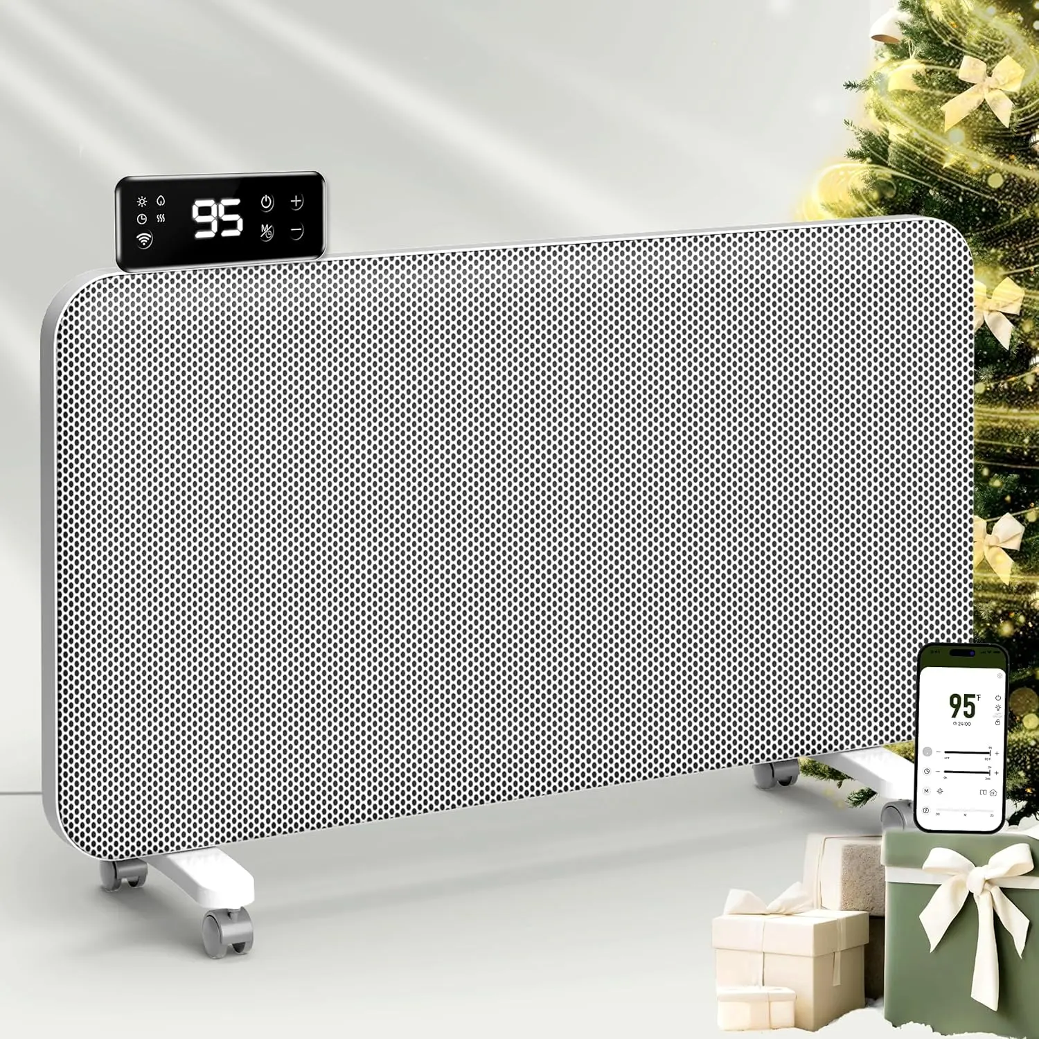 

1500W Convection Heater, WiFi App Control, 24H Timer, Tip-over & Overheat Protection, Thermostat, for Large Rooms, Office, Bedro