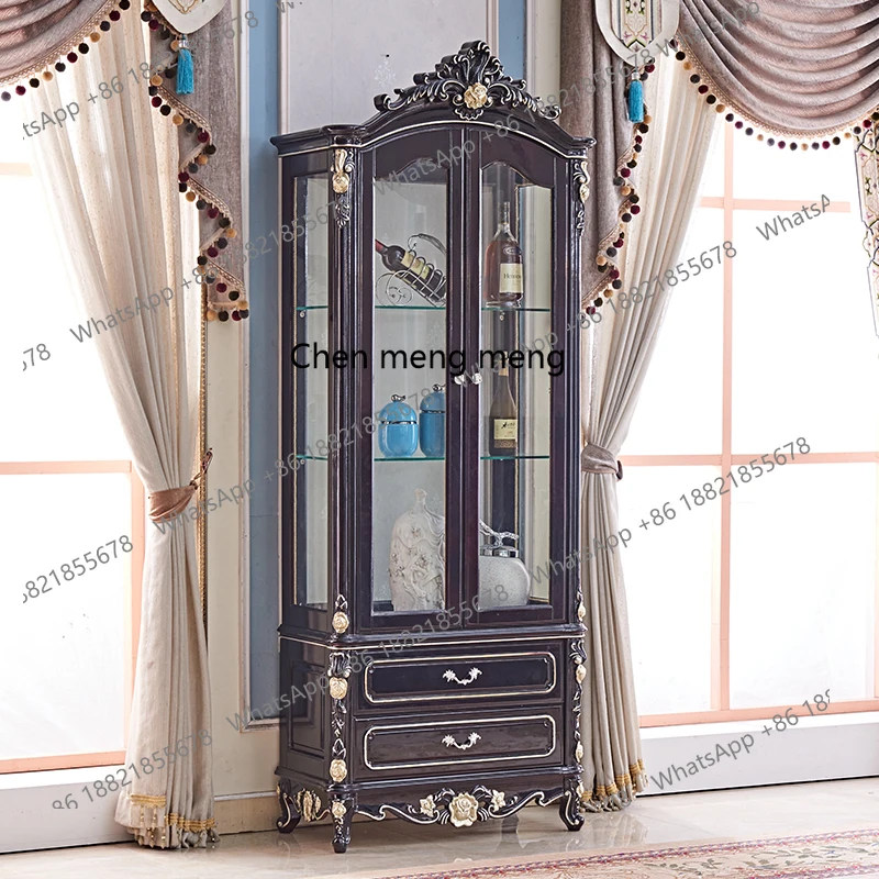 

American Wine Cabinet Living Room Furniture Ebony Color European Style Single and Double Door Storage Wine Cabinet