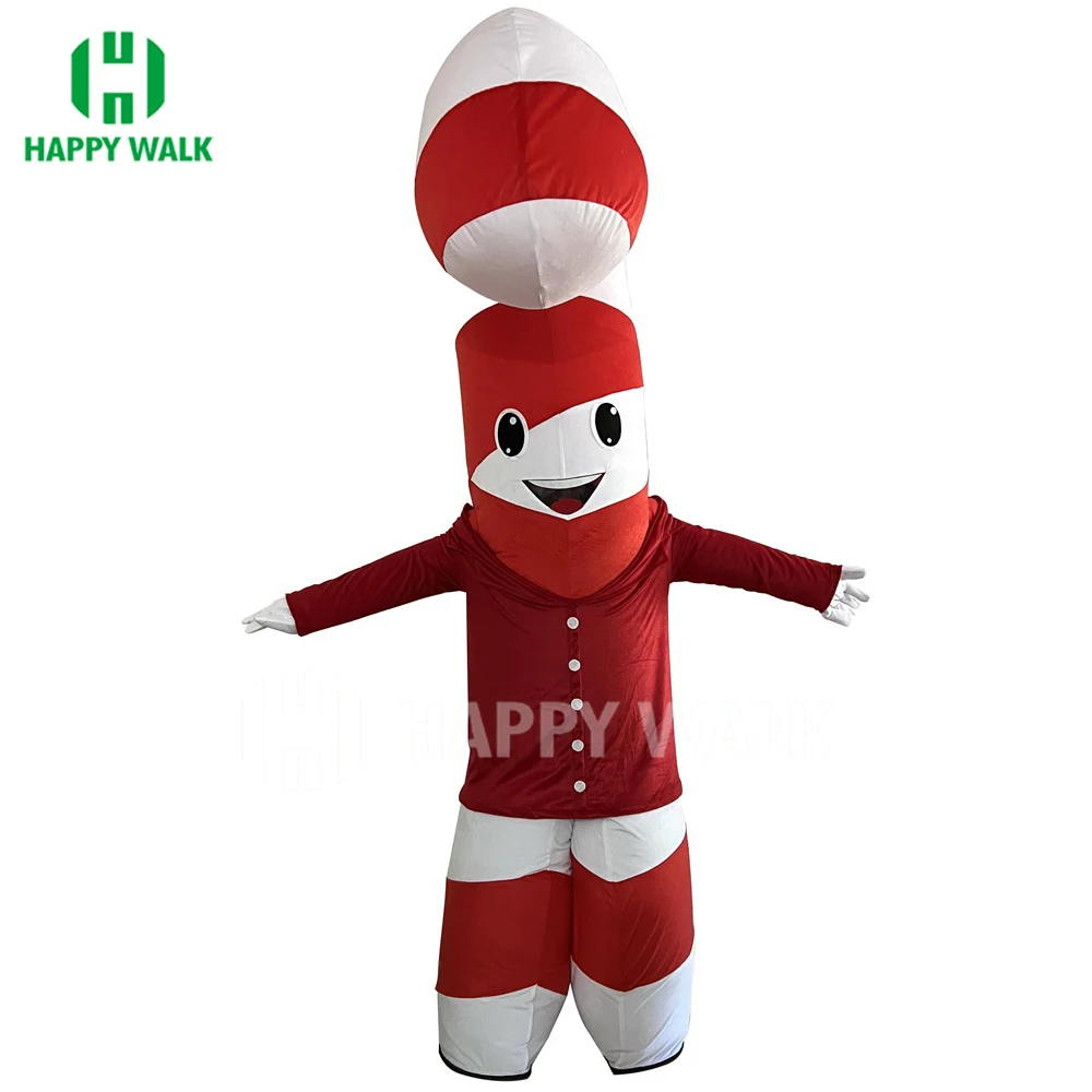 2/2.6M Inflatable Christmas Cane Costume Mascot for Advertising Christmas Halloween Adult Carnival Costume