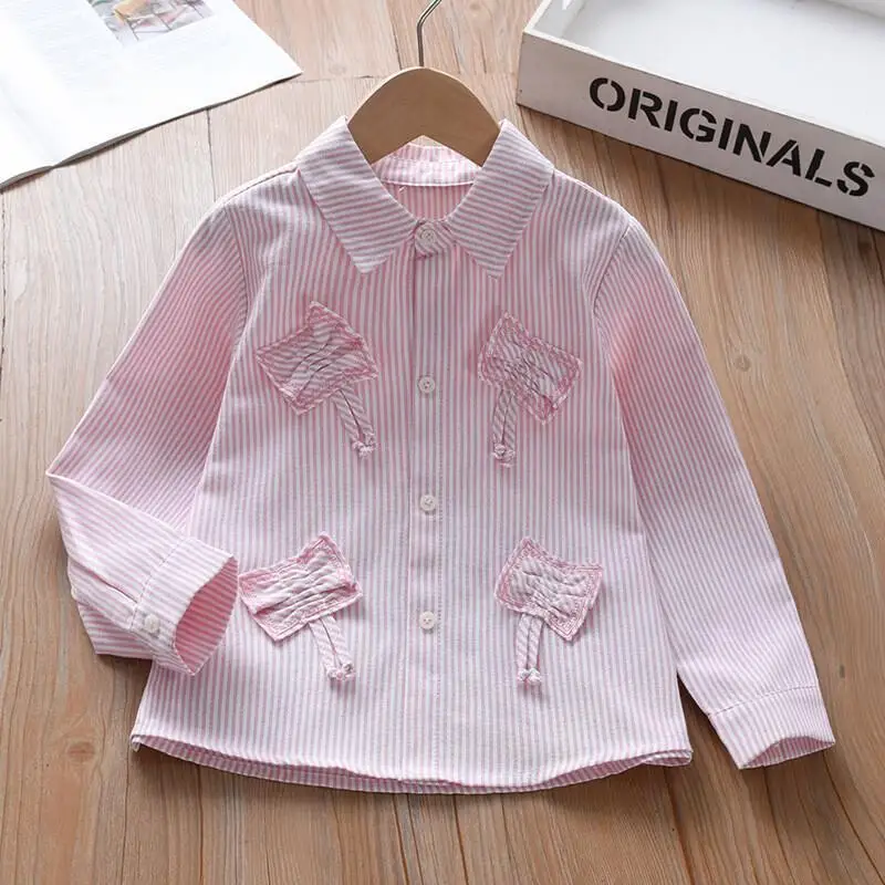 

Популярное повседневное пальто Kawaii, топы, модная детская одежда, куртка, рубашка для девочек, хлопковая блузка с длинными рукавами, повседневные топы для детей, осень