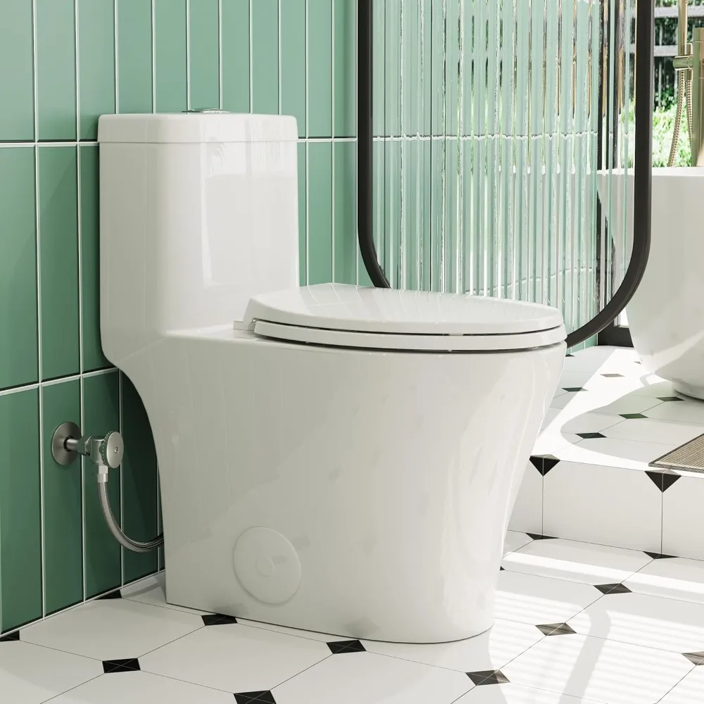 

One Piece Toilet, Dual Flush 0.8/1.26 GPF Water Saving Toilets for Bathroom, Water Sensed, Elongated Toilet with 17 Comfort