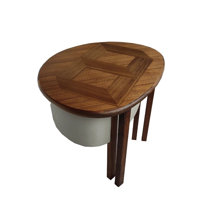 Modeling coffee table North American black walnut coffee table rotating side  sofa side  saddle leather creative style