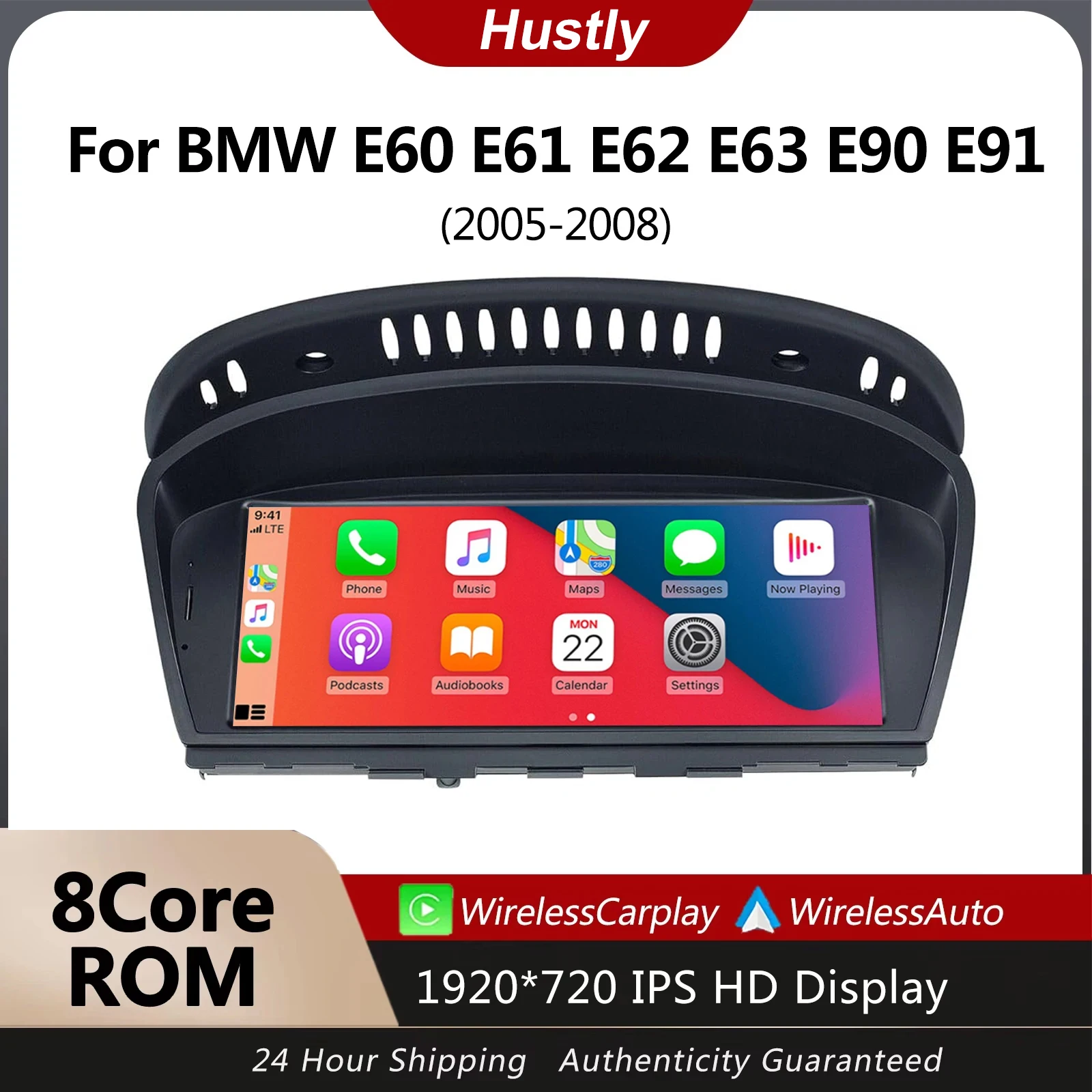 

Hustly Wireless CarPlay Car Radio, For BMW Series 5/3 E60 E61 E62 E63 E90 E91 CIC CCC Car Multimedia Player/GPS