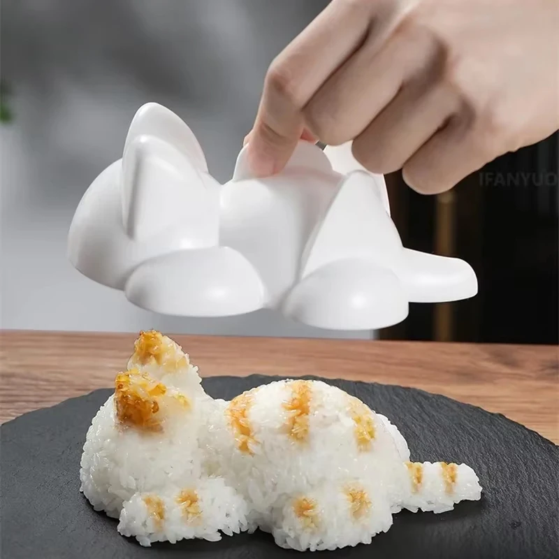1 peça diy bola de arroz moldes de sushi bonito dos desenhos animados gato molde crianças purê de arroz batata abóbora mash cozimento suprimentos acessórios de cozinha