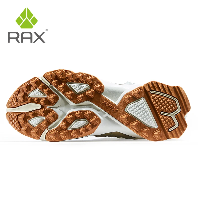 RAX-zapatos de senderismo de cuero Geunine para hombre, botas de nieve de forro polar, zapatos cálidos para caminar, botas de senderismo, zapatillas