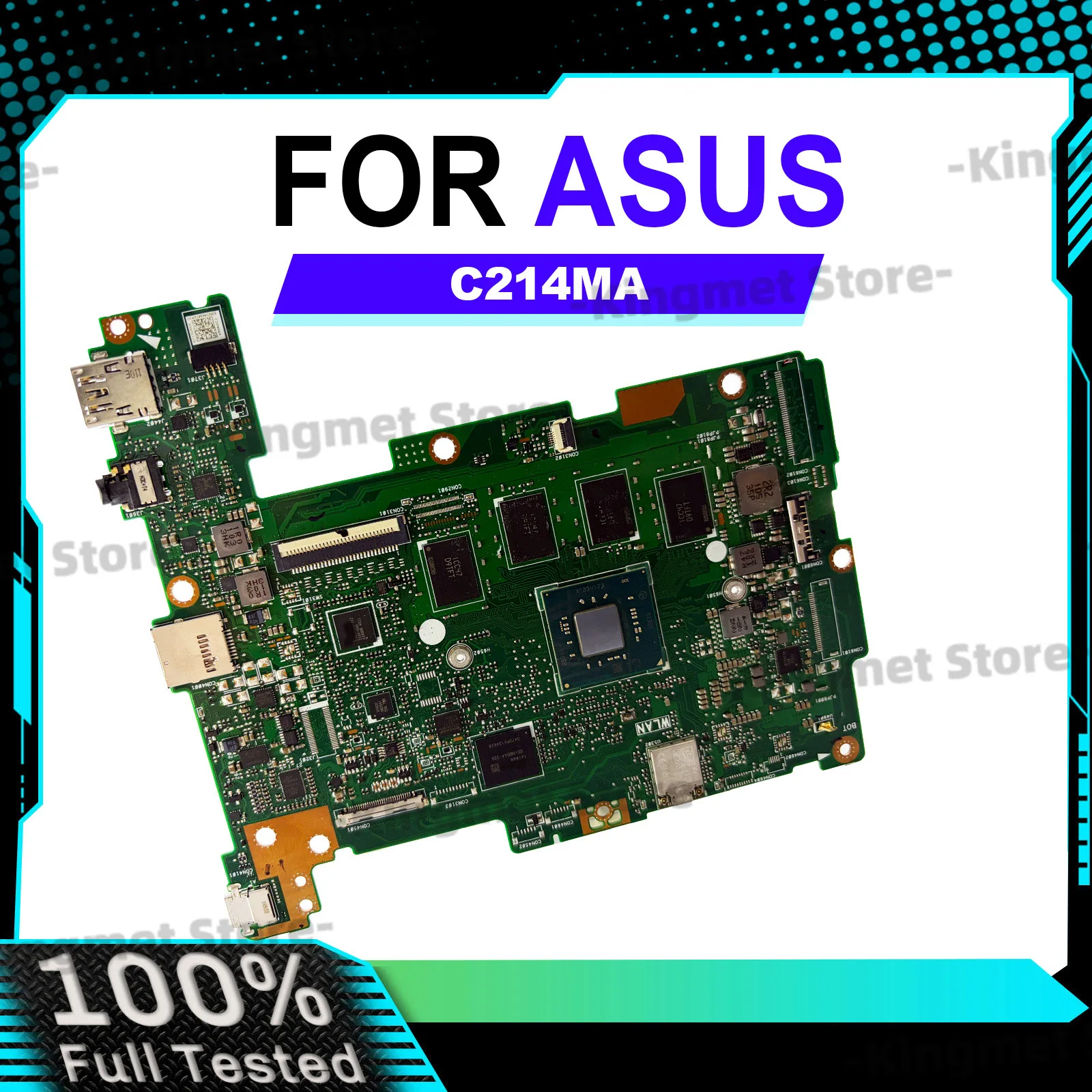 C214MA Laptop Motherboard For ASUS Chromebook C214MA C214M Notebook Mainboard With Celeron CPU 100% tests OK fast shipping stk