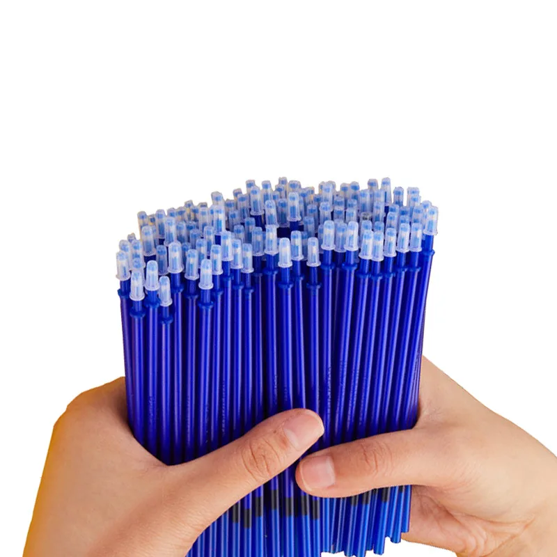 100Pcs/Set Erasable Gel Pen 0.5mm Erasable Pen Refill Rod Blue Black Ink Washable Handle For School Stationery Office Writing