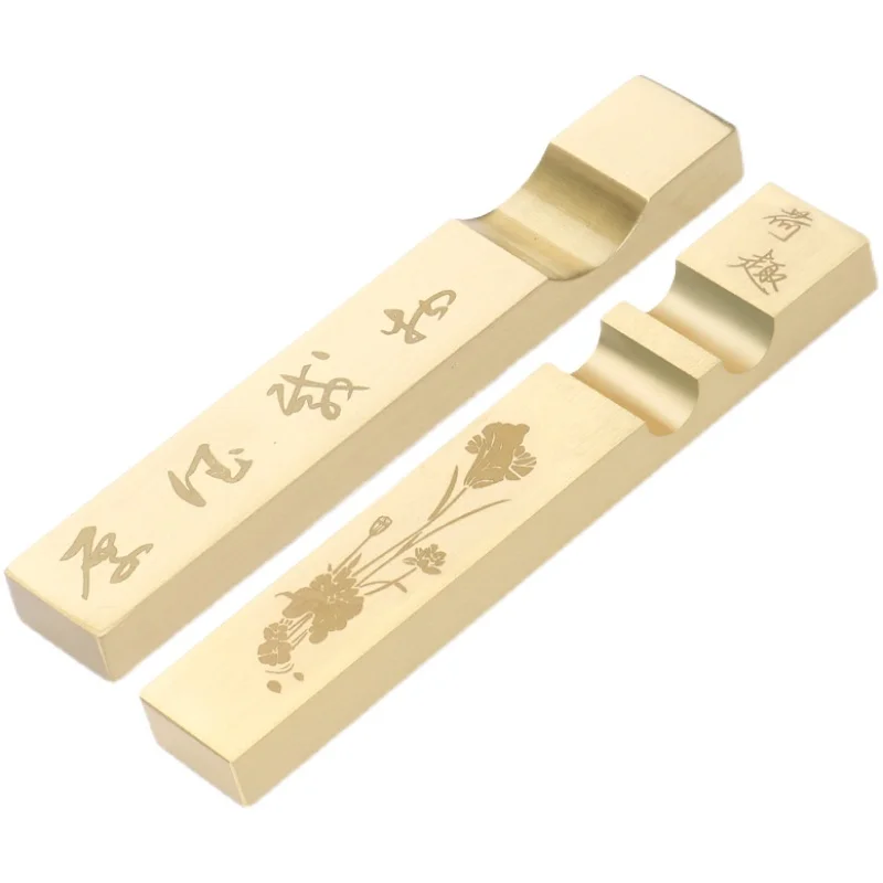 

Retro Brass Paperweight Brush Penholder Multifunction Copper Penholder Chinese Style Calligraphy Painting Writing Paperweight