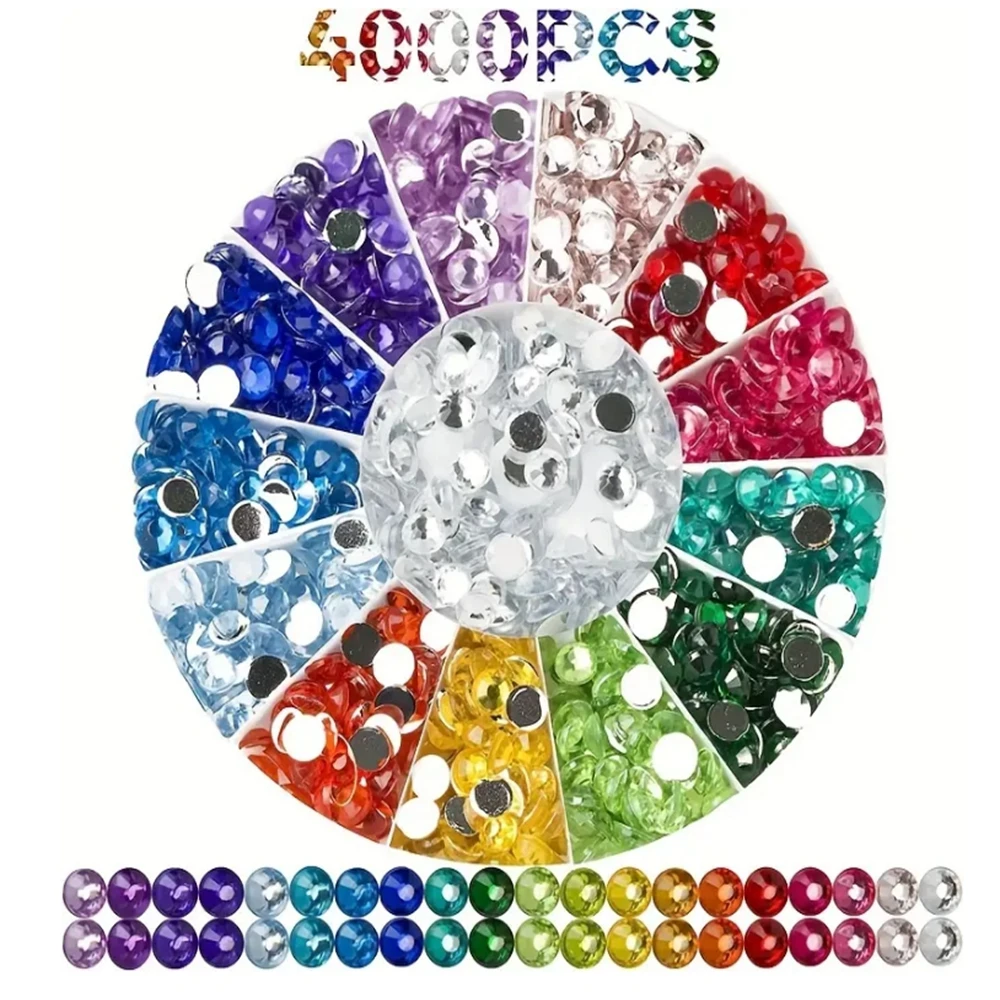 4000pcs/Set Diamond Painting Crystal Beads Only Random Color Each 200pcs Total 20 Colors Diamond Art Replacements Beads