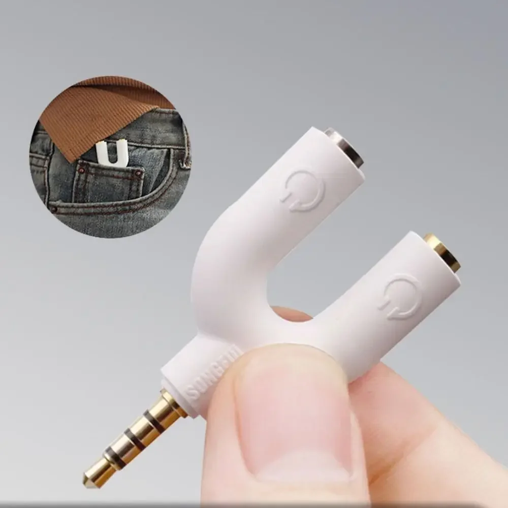 Headphone Cord Adapter 3.5mm Plug Audio Cable U-shaped 4 Pole U Type Adapter 2-way Jack Colorful Headset Splitter Earphone