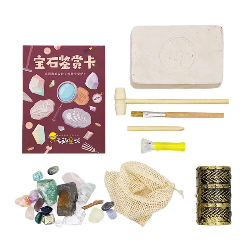 Fossil And Gemstone Dig Kit Gem Excavation Kit Real Precious Stones Mineralogy Archaeological Excavation Geology STEM Kids Gift