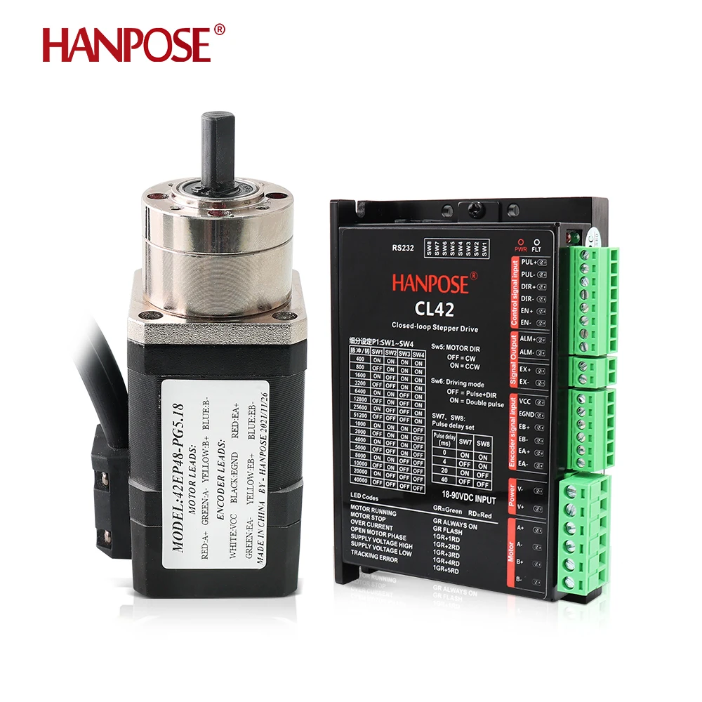

Hanpose 42EP48-PG Коэффициент уменьшения 5.18-1 Шаговый двигатель 2.0A 0.6N.M CL42 Плата управления приводом Групповой двигатель коробки передач с замкнутым контуром Nema