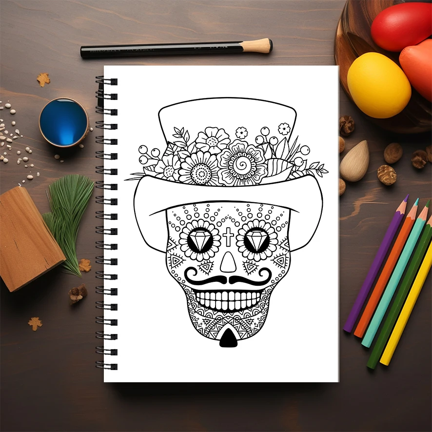 Adult Skull Coloring Book 8.3x11.2 inches 22 Pages Stress Relieving Creative Art