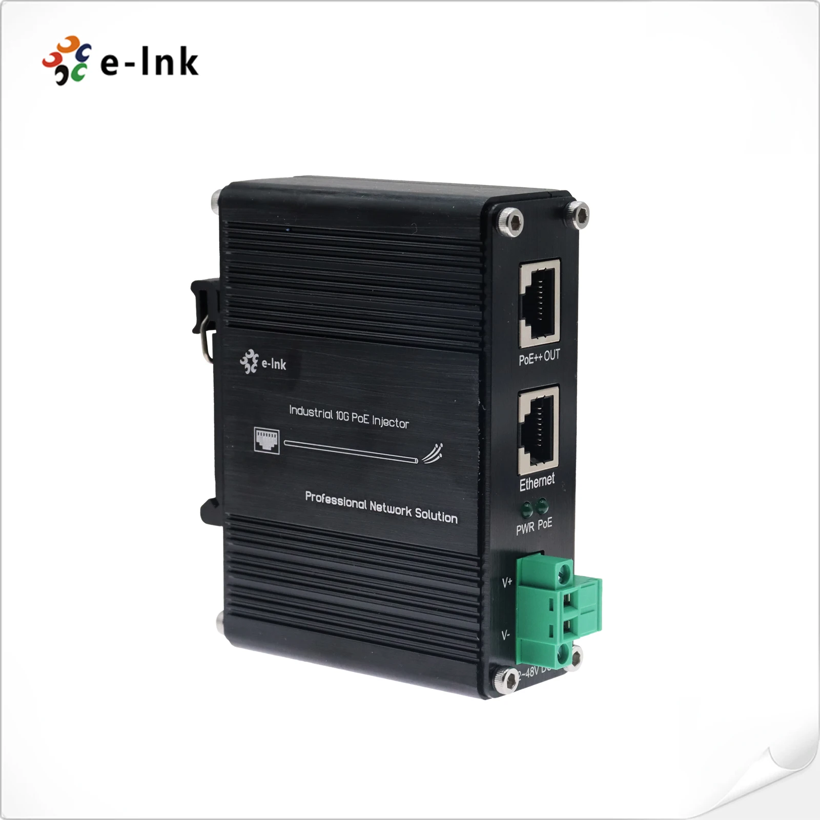 PoE Injector 10G 95W 802.3bt Industrial Din Rail Power Injector Adapter 12~48V DC Input with Booster Function Outdoor
