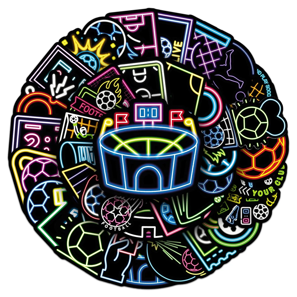 

10/30/50pcs Cool Cartoon Neon Football Stickers Sports Decal DIY Motorcycle Suitcase Notebook Decoration Sticker Kid Classic Toy