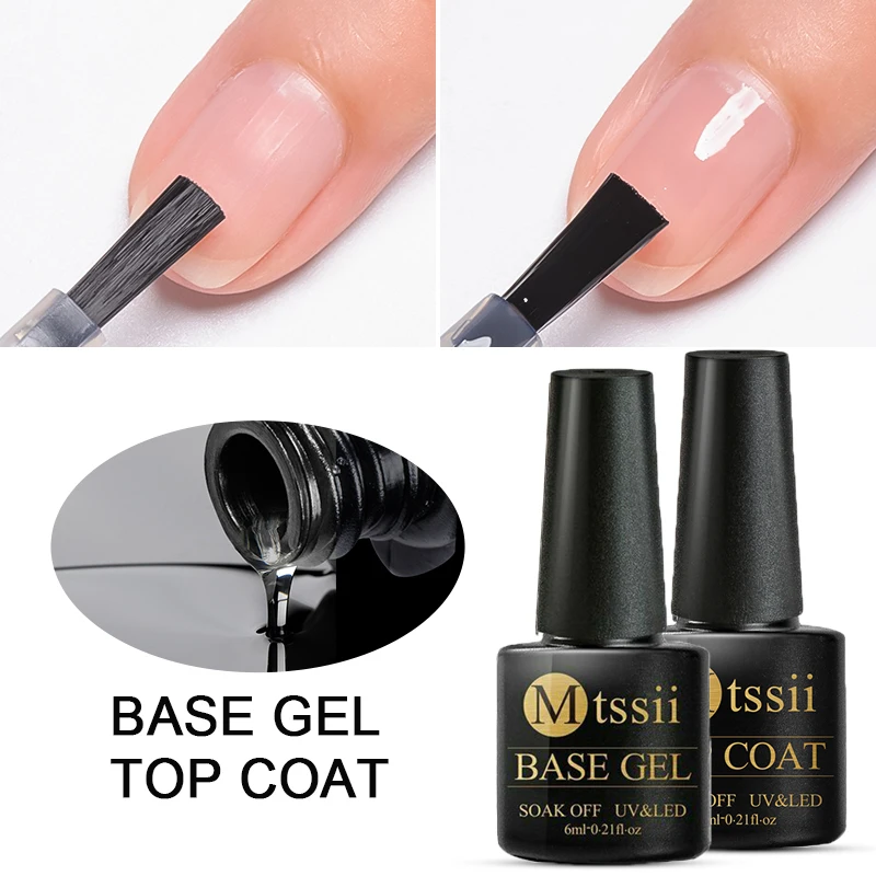 

Mtssii 6 мл Base Top Coat Гель-лак для ногтей UV Soak off Varnish Полуперманентный маникюрный гель-лак для дизайна ногтей Матовое верхнее покрытие