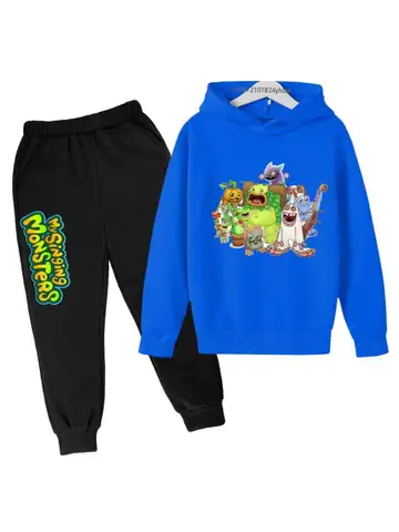 My Singing Monsters Kids Spring Autumn Cute 2pcs Casual Hoodie+Pants Tracksuits 3-14 Years Boys Girls Outfits Children Clothes