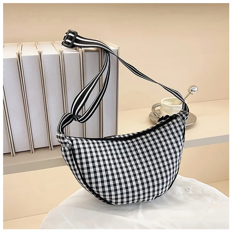 Casual Plaid Hobos Shoulder Bags for Women Large Capacity Commuter Ladies Phone Messenger Bag Summer Travel Girls Handbags Purse