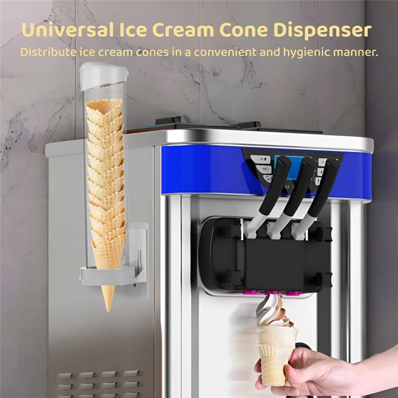 Magnetic Plate Included Ice Cream Cone Dispenser Plastic Waffle Cone Holder Storage Tube For Adhesive Plate