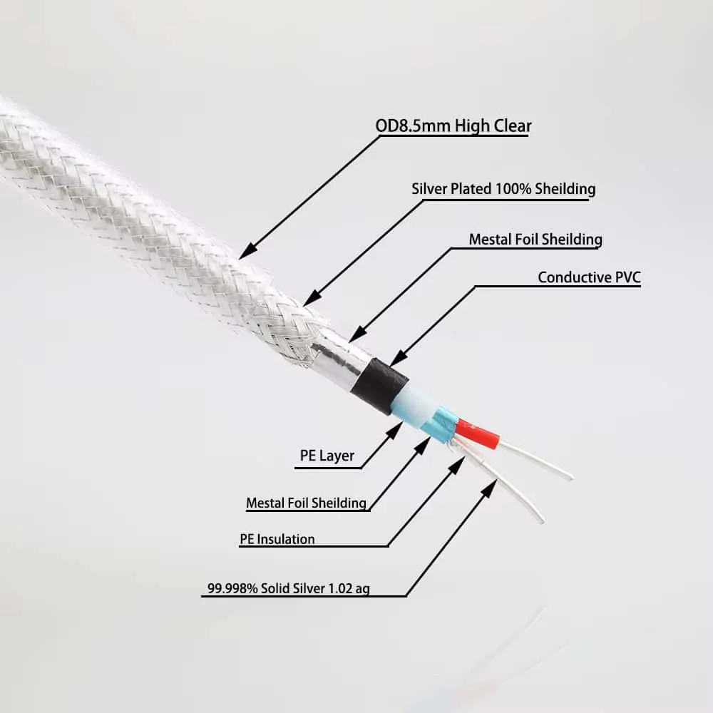 99.998% Pure Silver XLR Balanced Interconnect Cable Pair Solid Core Silver Wire Silver Plated Plug for DAC Amplifier CD