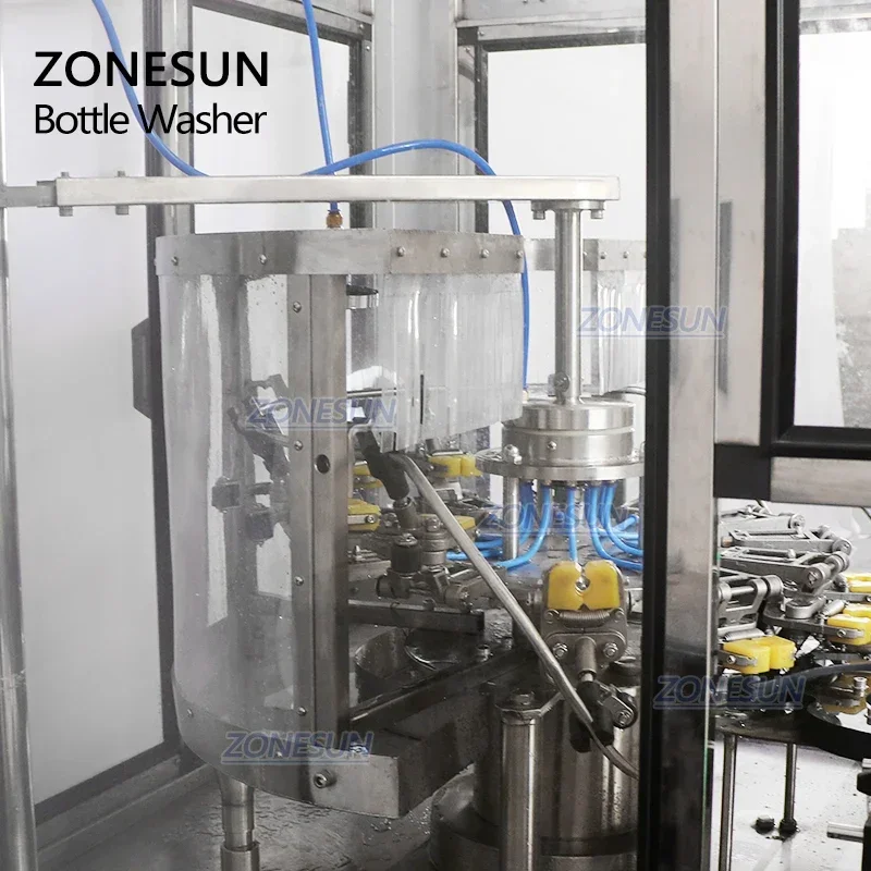 ZONESUN Fully Automatic Beverage Juice Wine Liquid Bottle Washing Machine For Production Line